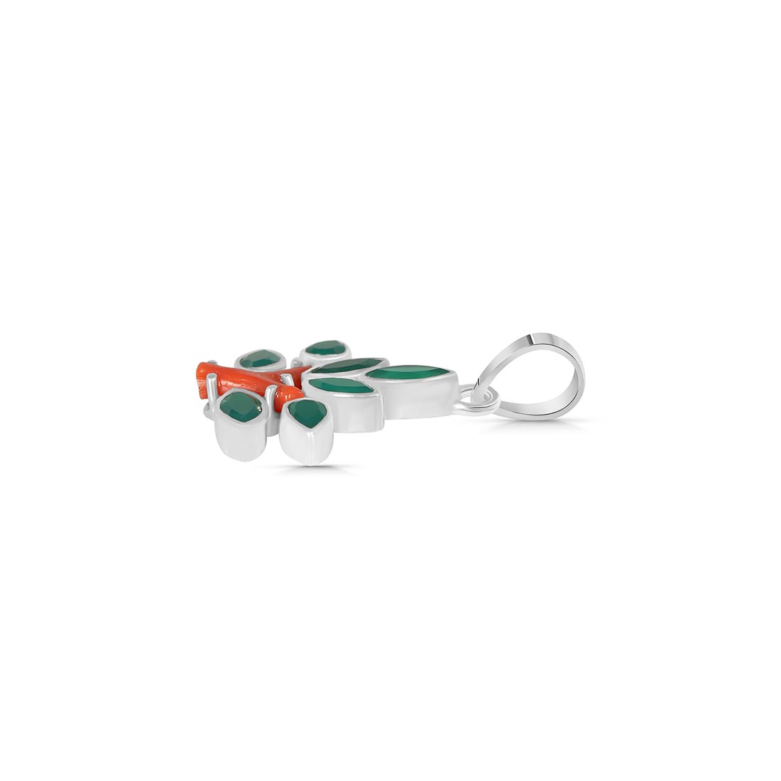 Red Coral / Green Onyx Pendant-(COR-P-97)